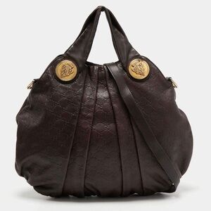Gucci Hysteria hobo bag in brown leather with gold-tone hardware accents
